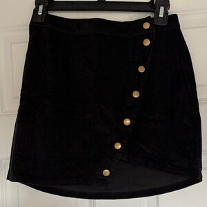 Tobi Black Mini Skirt with Gold Buttons